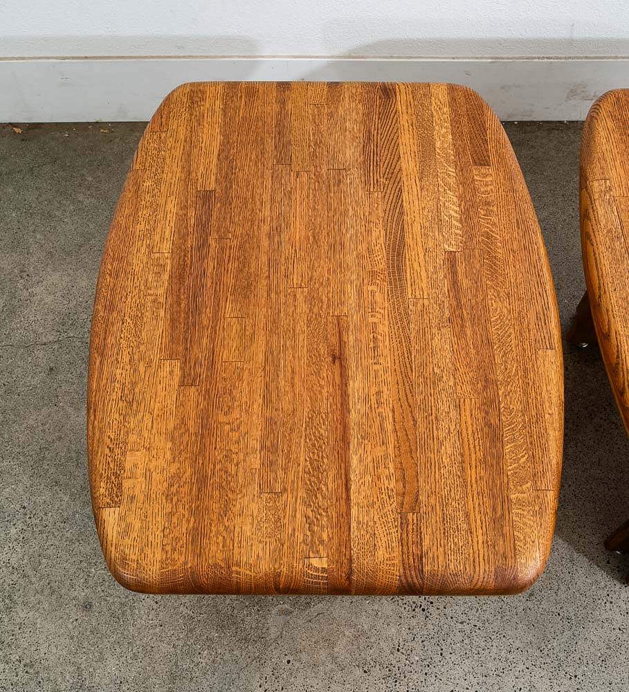 Mid Century Modern Side Tables Solid Oak Rectangular Butcher Block Coffee End - Image 7