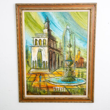 Mid Century Modern Art Original Textured Painting Van Hoople Large Hillside Mcm