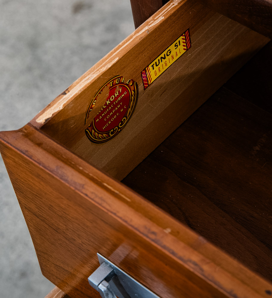 Mid Century Modern Cabinet Dresser 2 Drawer Walnut Chest Danish Tung Si Vintage - Image 5