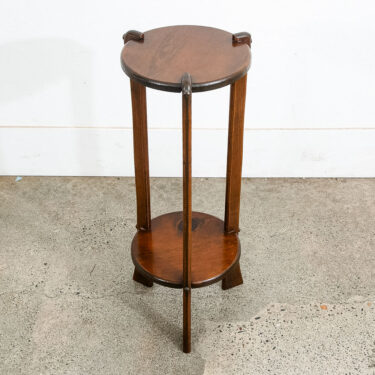 Antique Pedestal Plant Stand Torchere Solid Wood Side Table Smoking Round 3 Leg