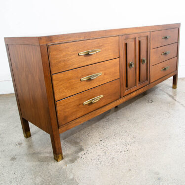 Mid Century Modern Dresser Credenza 9 Drawer Stanley Walnut Broyhill High Danish