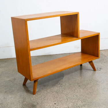 Mid Century Modern Bookshelf Book Shelf Shelving 2 tier Solid Wood Oak Vintage