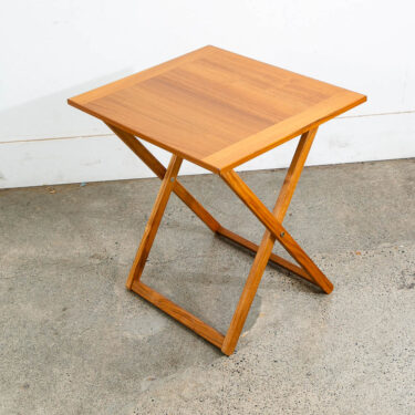 Mid Century Danish Modern Side Table Folding Tray Teak Wood Bar Ansager Mobler