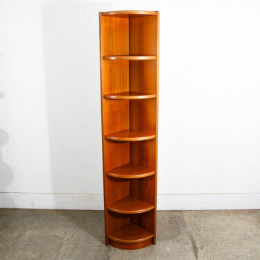 Mid Century Danish Modern Corner Bookshelf Unit Teak Rounded Shelf Vintage Mcm