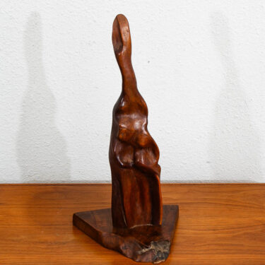 Mid Century Modern Artisan Carved Abstracted Figure Sculpture Walnut Studio Mcm