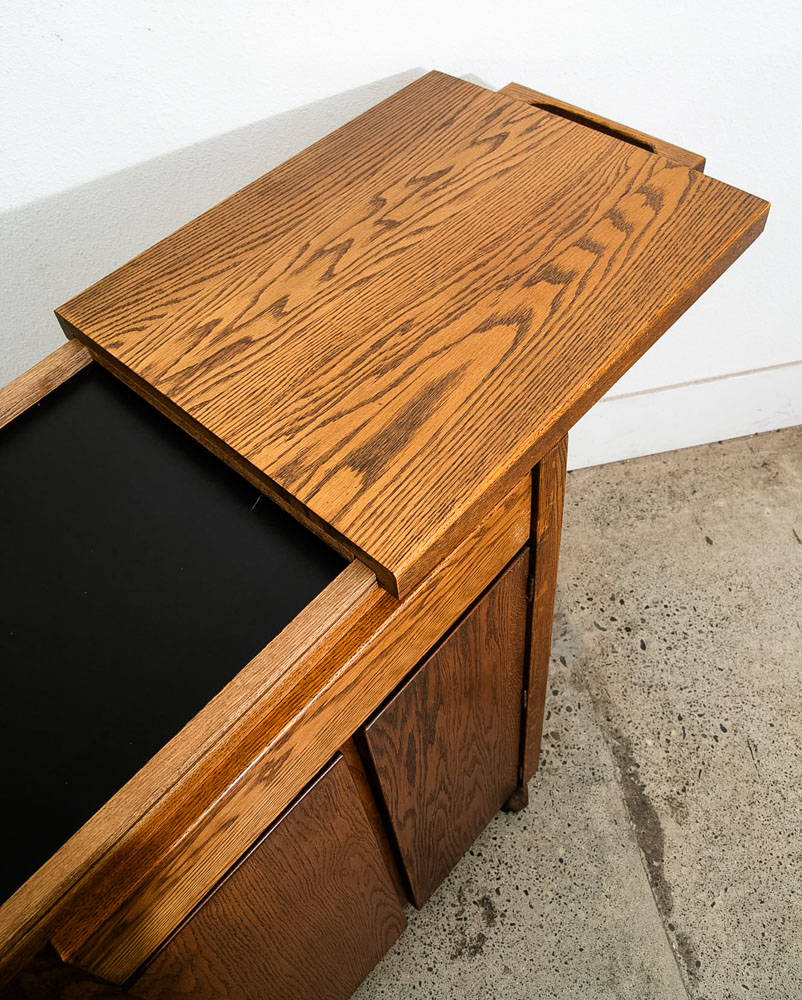 Mid Century Modern Bar Cart Cabinet Conant Ball Expanding Top Storage Rolling - Image 10