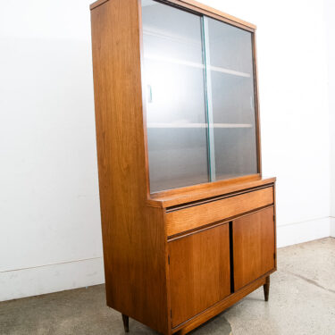 Mid Century Modern China Cabinet Hutch Glass Display Walnut Furniture Drawers NM