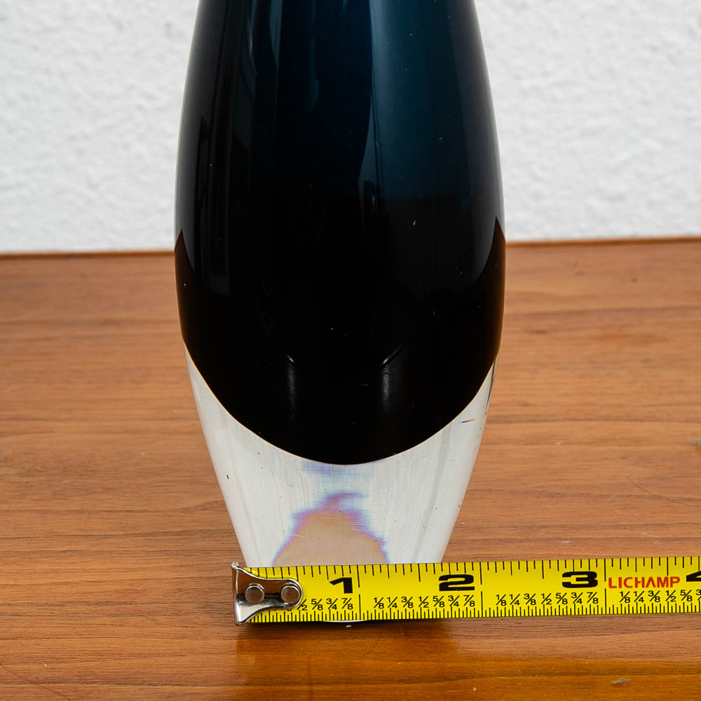 Mid Century Modern Art Glass Vase Two Tone Tear Drop Shape Sweden Black Glass - Image 11