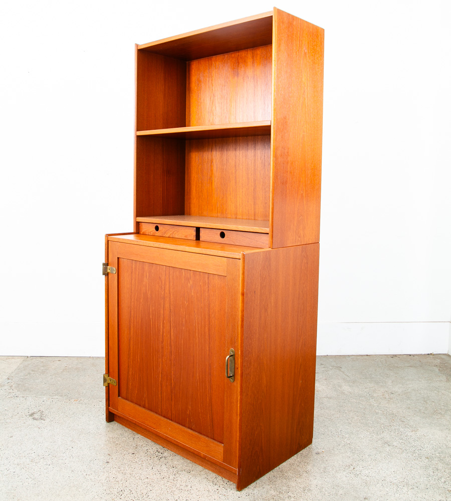 Mid Century Danish Modern Bookshelf Cabinet Teak Shelves Lyby Denmark 27.5"
