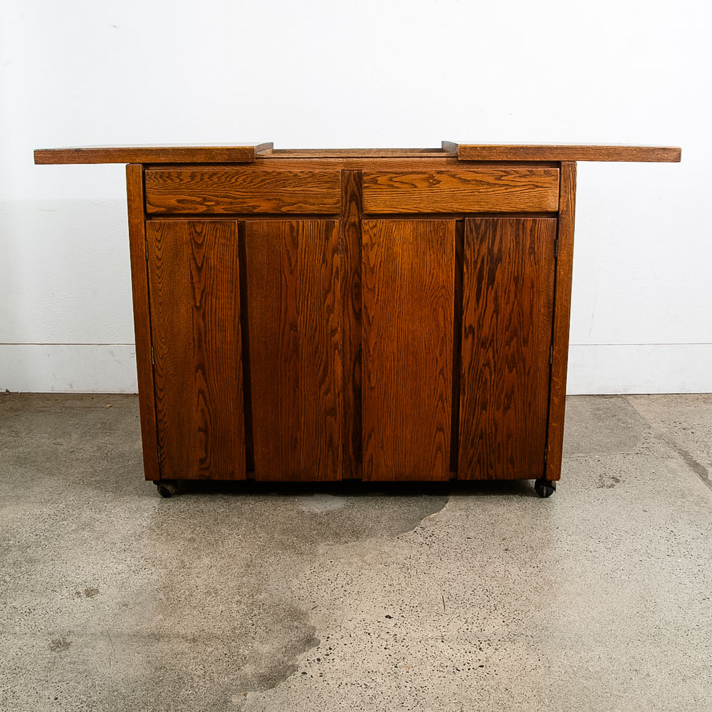 Mid Century Modern Bar Cart Cabinet Conant Ball Expanding Top Storage Rolling - Image 11