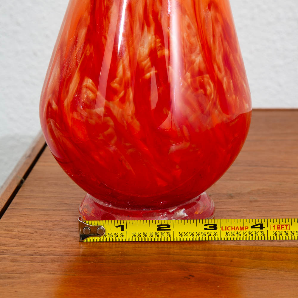 Mid Century Modern Kenneth Marin Handblown Art Glass Vase Orange Amber Tall Round - Image 11