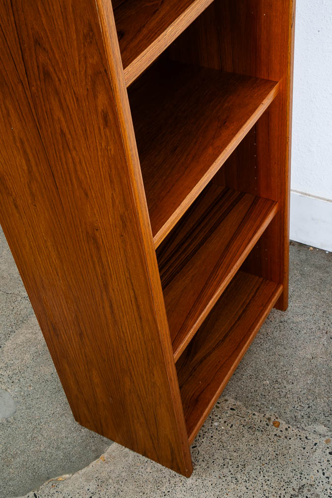 Mid Century Danish Modern Bookshelf Tall Teak Wood Shelving 6 Shelf Compact 22" - Image 6