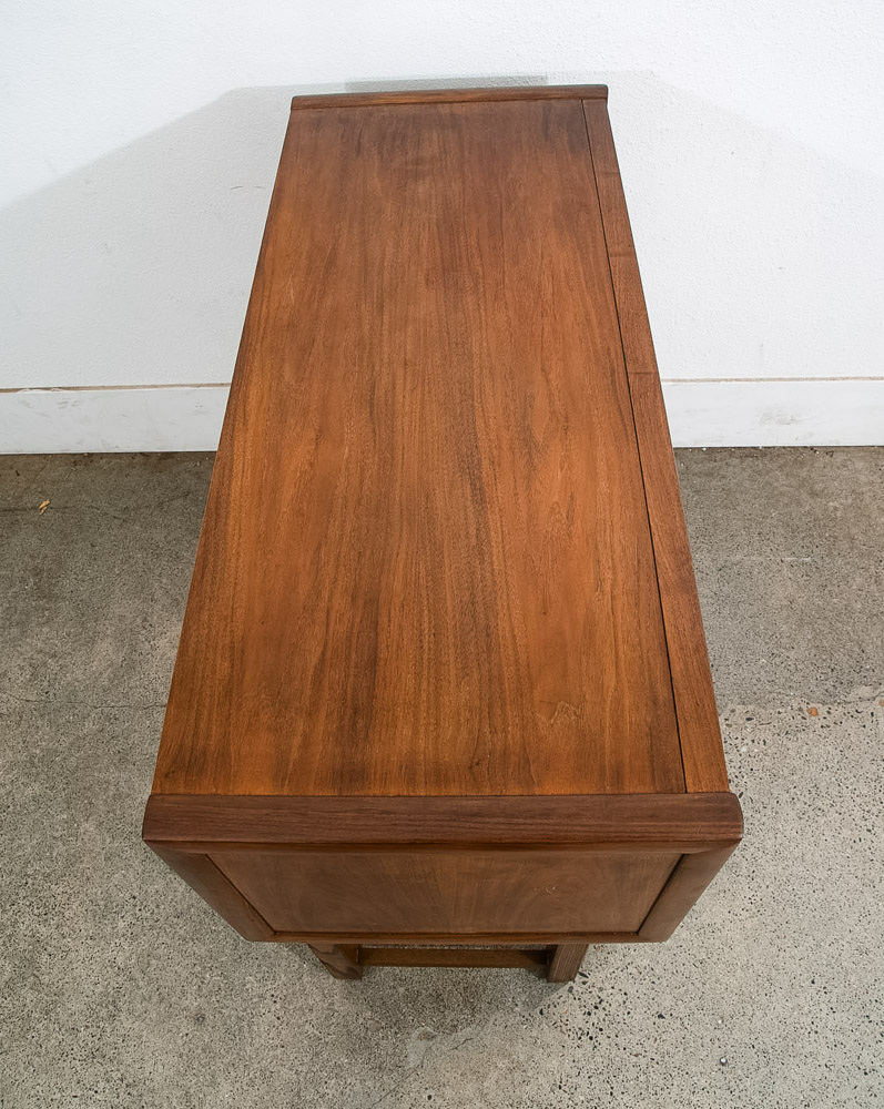 Mid Century Modern Cabinet Dresser 2 Drawer Walnut Chest Danish Tung Si Vintage - Image 4