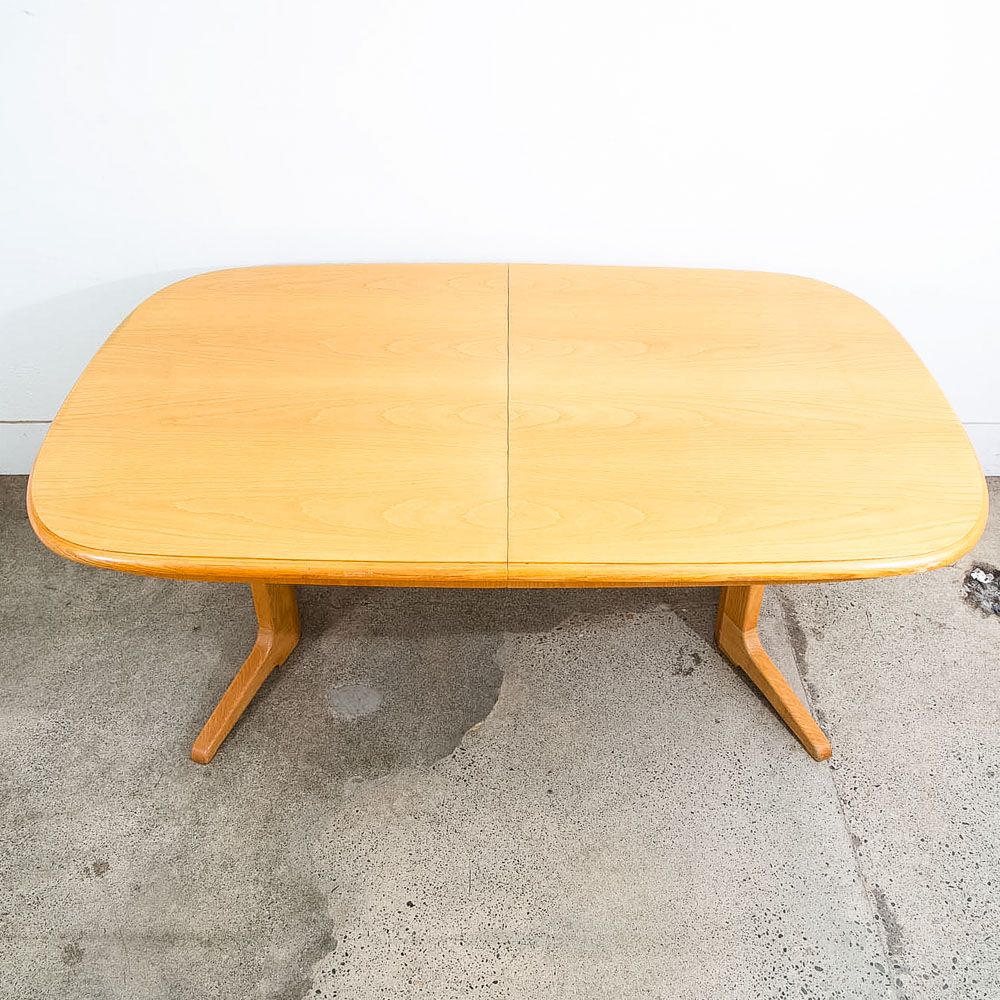 Mid Century Modern Dining Table Rectangular Rounded Blonde Mahogany Vintage Mcm - Image 2