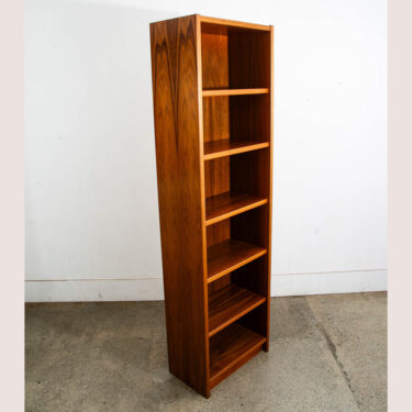 Mid Century Danish Modern Bookshelf Tall Teak Wood Shelving 6 Shelf Compact 22"