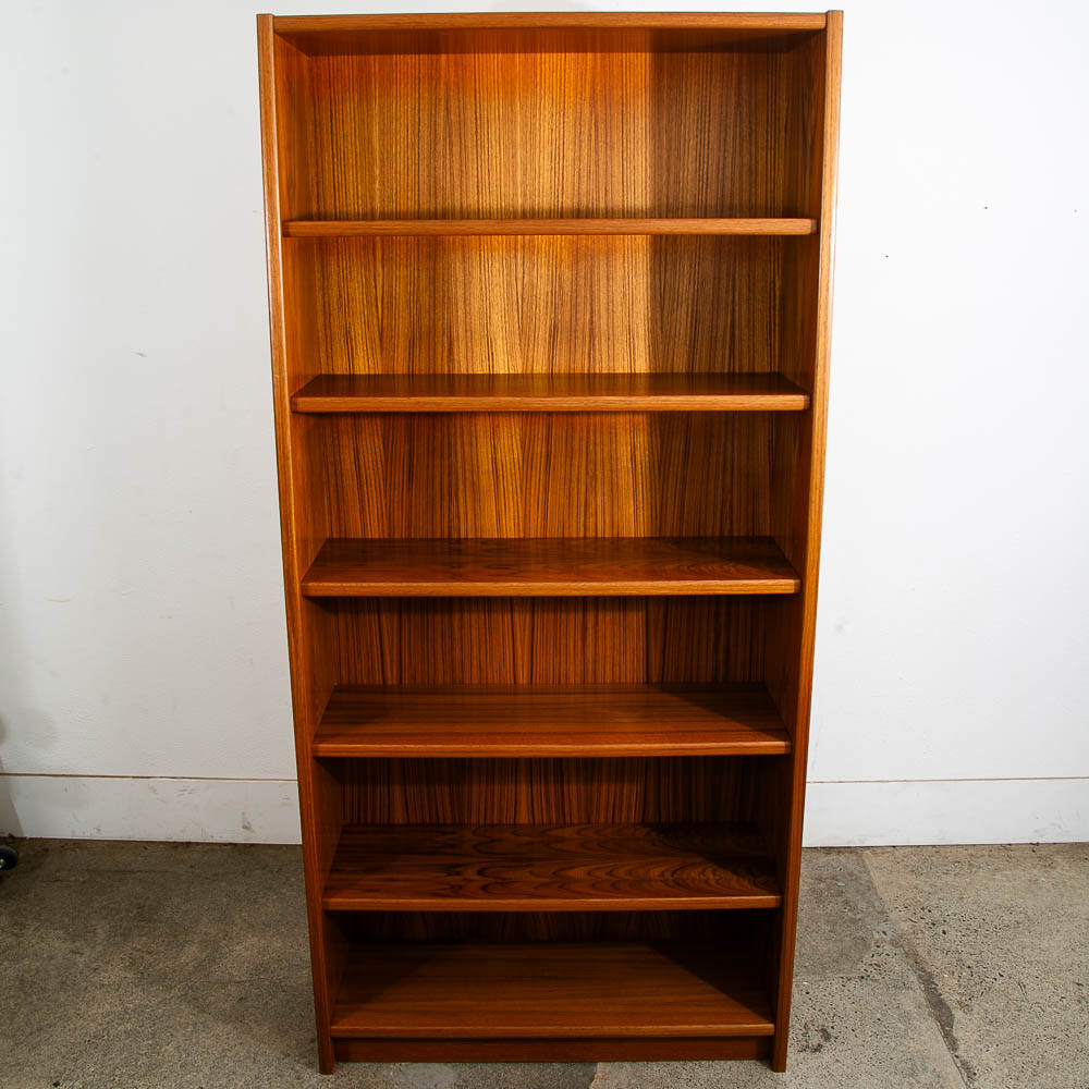 Mid Century Danish Modern Bookshelf Tall Teak Wood Shelving 6 Shelf 36" Wide Mcm - Image 2