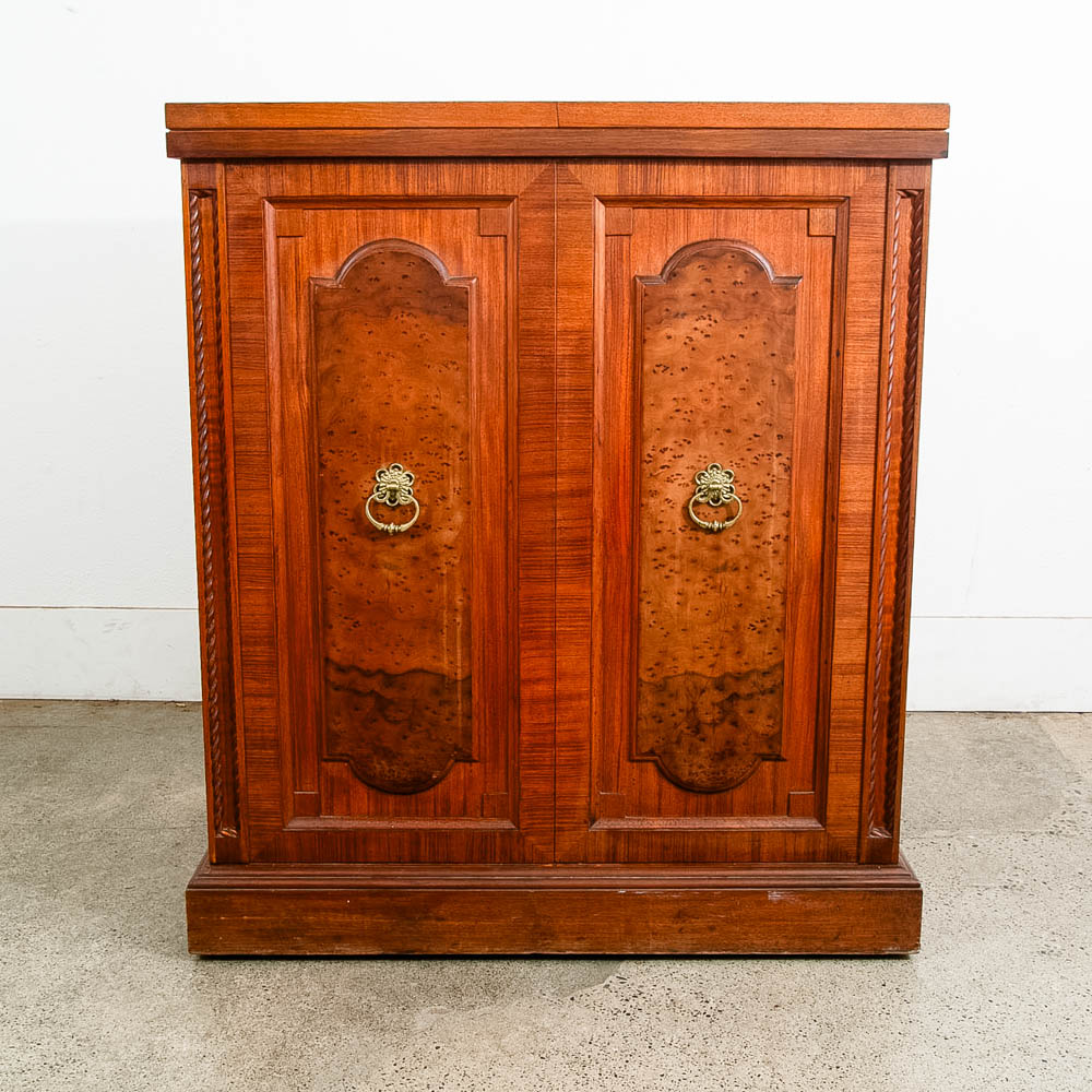 Mid Century Modern Cabinet Custom Bar Liquor Teak Marble Expanding Doors Wine - Image 3