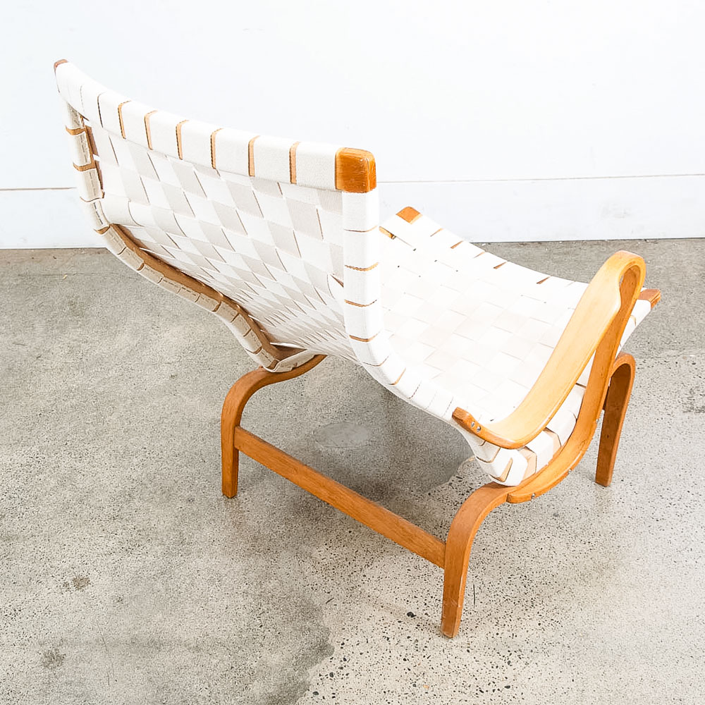 Mid Century Danish Modern Lounge Chairs Dux Bruno Mathsson Pernilla Canvas White - Image 5