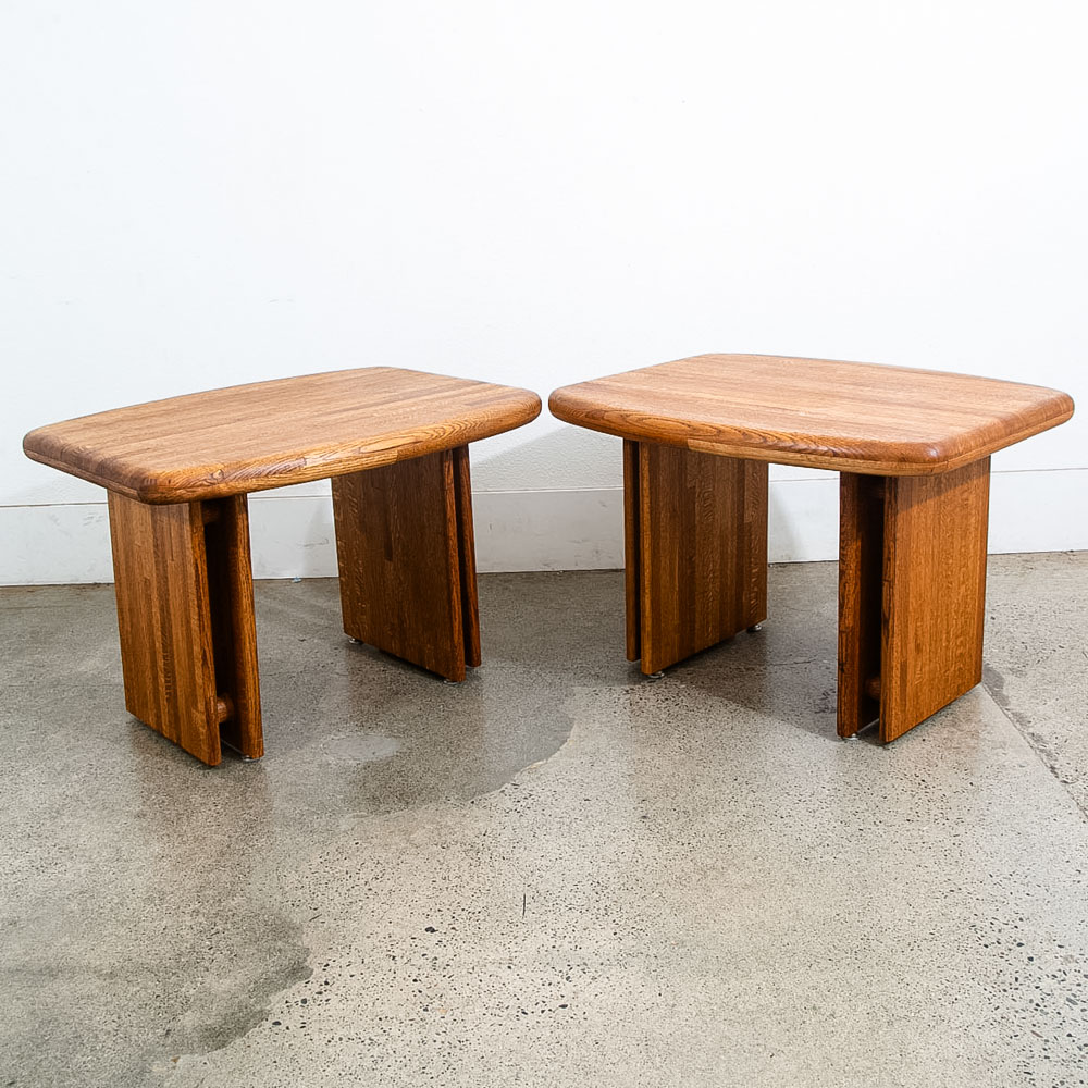 Mid Century Modern Side Tables Solid Oak Rectangular Butcher Block Coffee End - Image 4