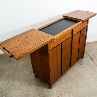 Mid Century Modern Bar Cart Cabinet Conant Ball Expanding Top Storage Rolling