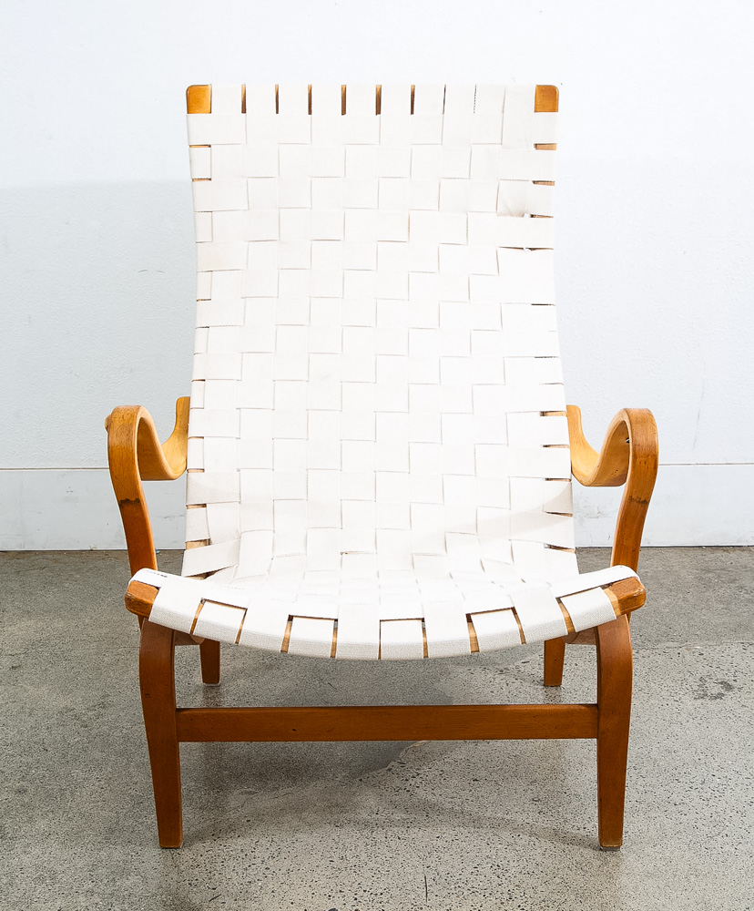 Mid Century Danish Modern Lounge Chairs Dux Bruno Mathsson Pernilla Canvas White - Image 2