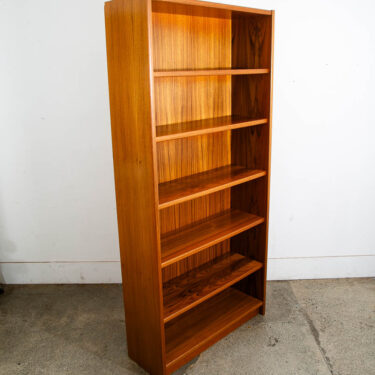 Mid Century Danish Modern Bookshelf Tall Teak Wood Shelving 6 Shelf 36" Wide Mcm