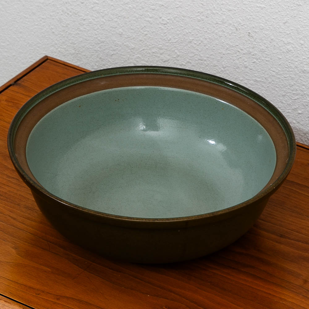 Mid Century Modern Large Round Bowl Heath Ceramics Green Teal Brown Round Mcm - Image 4