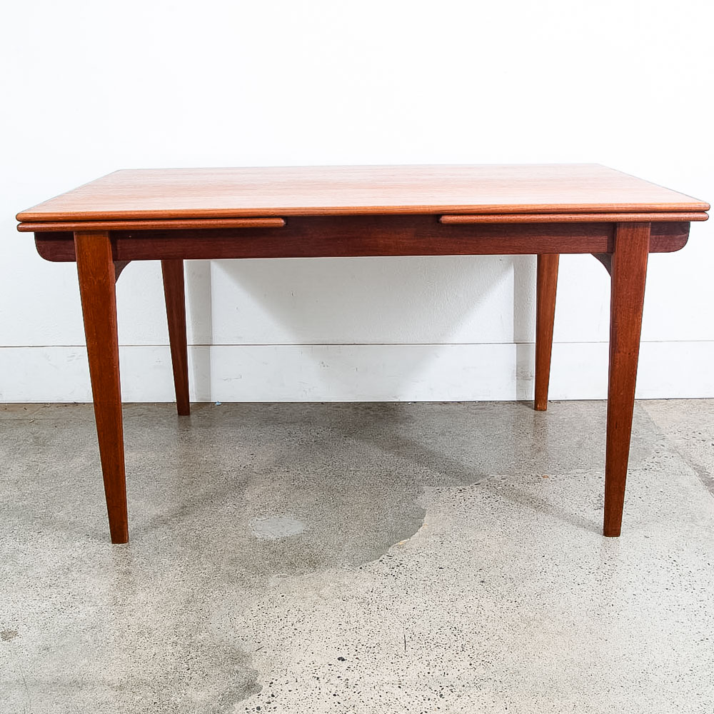 Mid Century Danish Modern Dining Table Denmark Teak Wood Extension Draw Leaf NM - Image 5