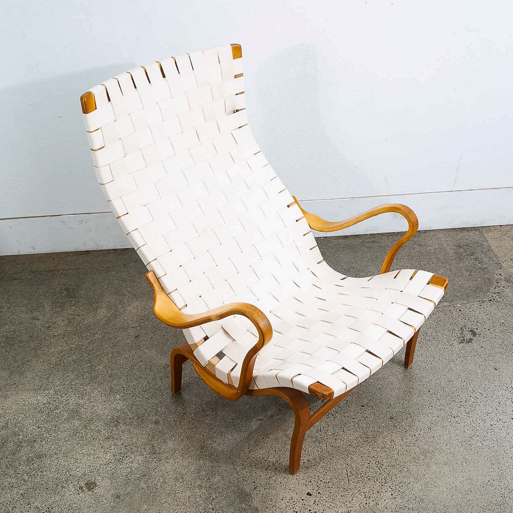 Mid Century Danish Modern Lounge Chairs Dux Bruno Mathsson Pernilla Canvas White