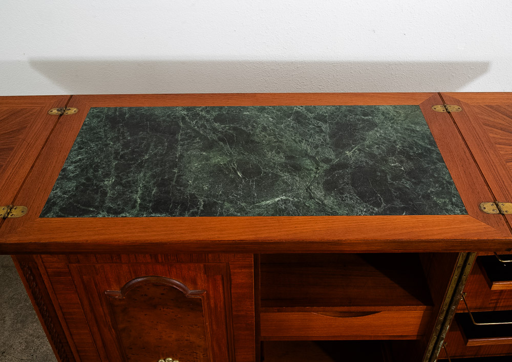 Mid Century Modern Cabinet Custom Bar Liquor Teak Marble Expanding Doors Wine - Image 6