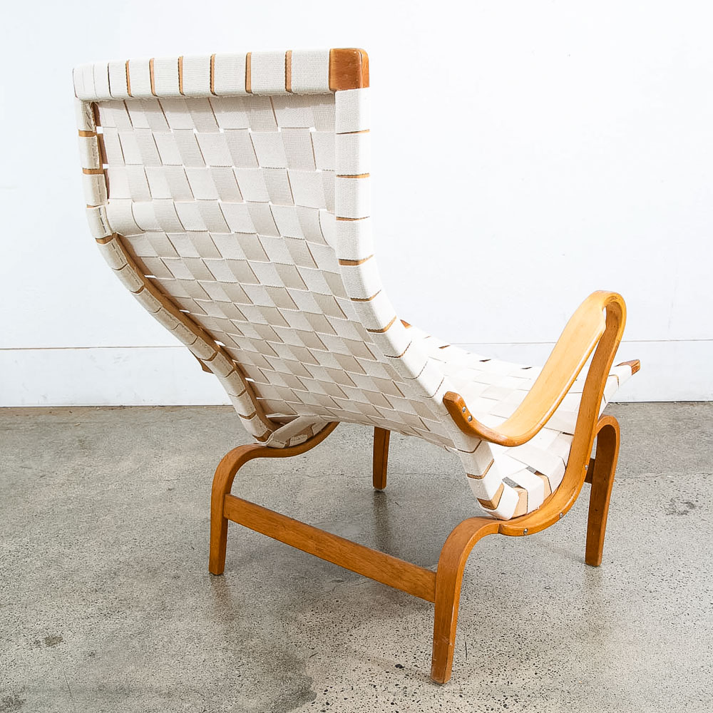 Mid Century Danish Modern Lounge Chairs Dux Bruno Mathsson Pernilla Canvas White - Image 4