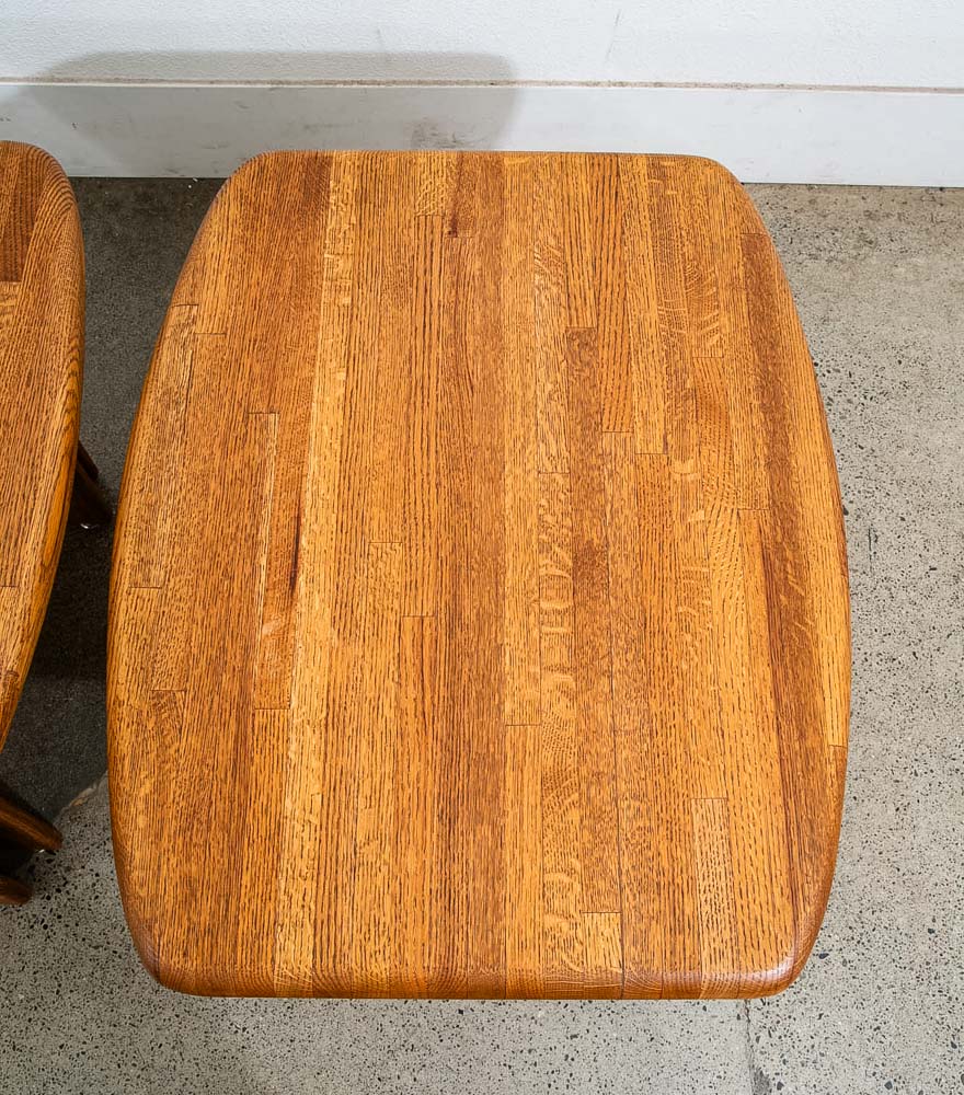 Mid Century Modern Side Tables Solid Oak Rectangular Butcher Block Coffee End - Image 9