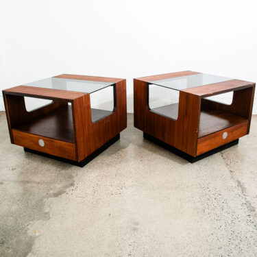 Mid Century Modern Nightstands Tables Side End Glass Vintage Walnut Lane Drawer