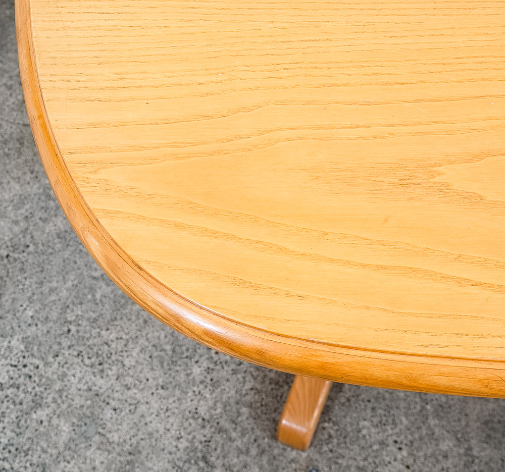 Mid Century Modern Dining Table Rectangular Rounded Blonde Mahogany Vintage Mcm - Image 12