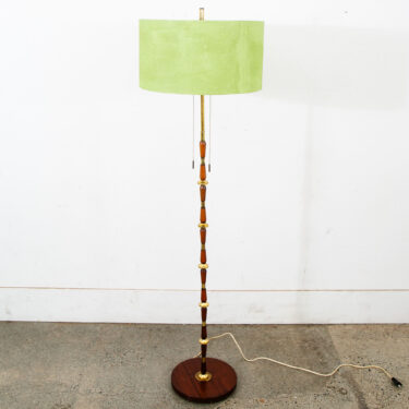 Mid Century Modern Danish Solid Teak Floor Lamp Stacked Brass MCM Denmark
