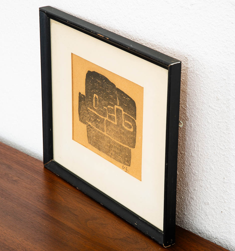 Mid Century Modern Abstract Form Block Print George Constant Black Ink Signed - Image 4