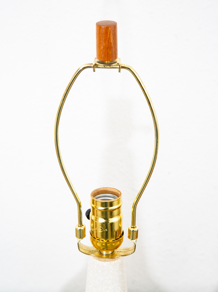 Mid Century Modern Lamp Set Table Light lighting Ceramic Grey White Working Mcm - Image 4