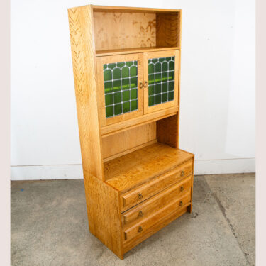 Mid Century Danish Modern Cabinet Display 3 drawer Henning Kjernulf Oak Glass 1