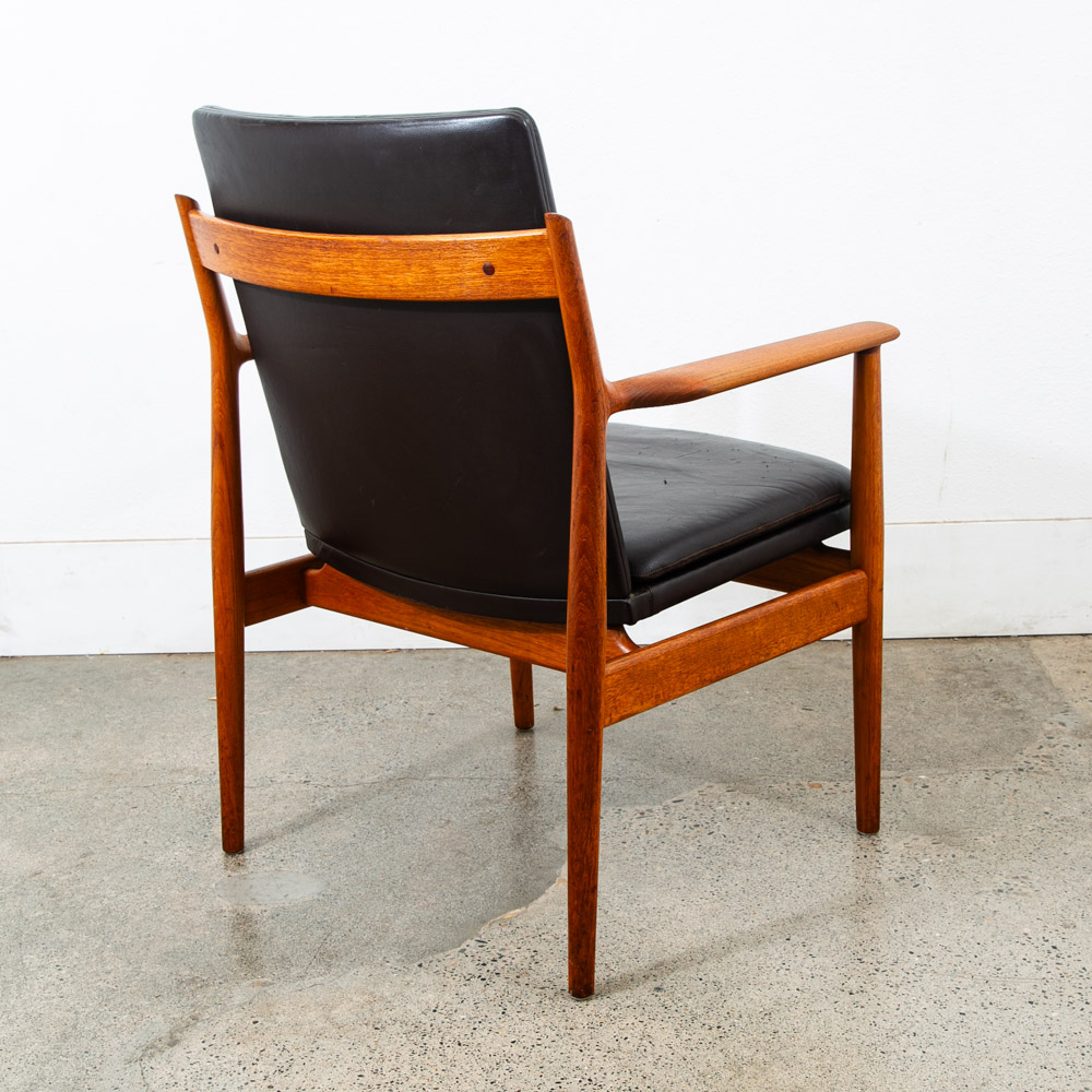 Mid Century Danish Modern Armchair Lounge Chair Teak Leather Arne Vodder Sibast - Image 4