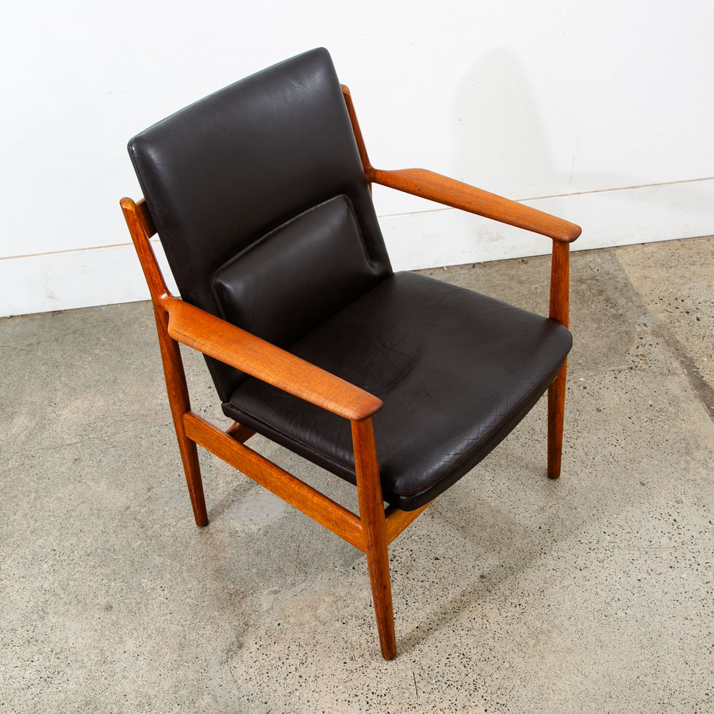 Mid Century Danish Modern Armchair Lounge Chair Teak Leather Arne Vodder Sibast - Image 8