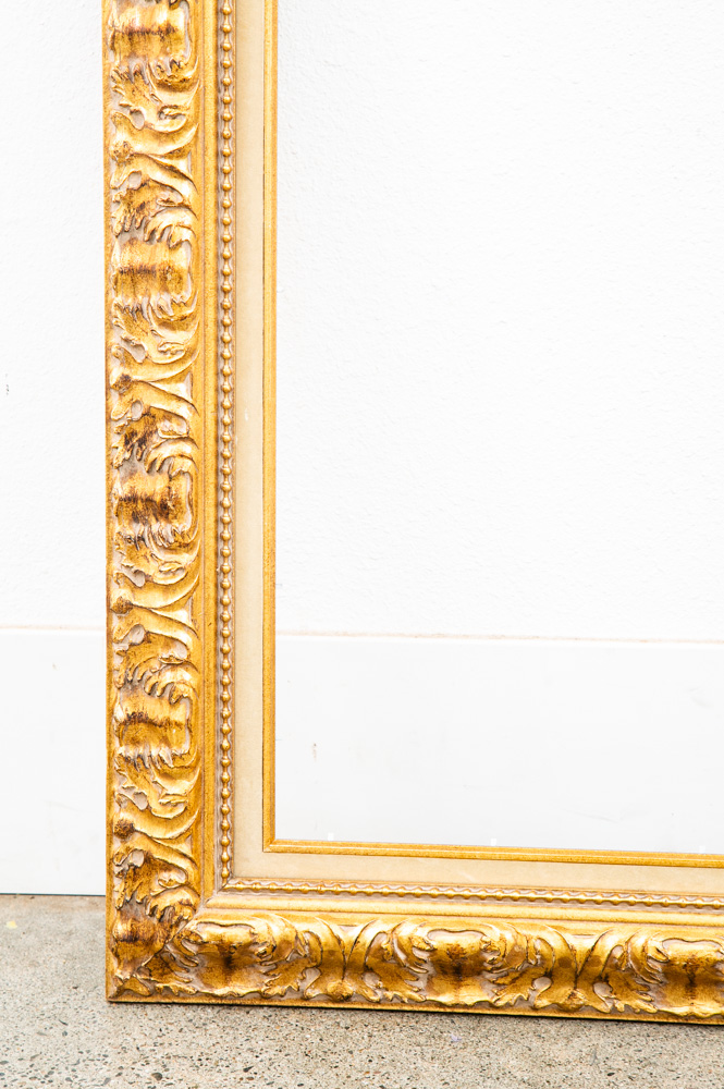 Antique Frame Picture Wall Framed Felt Gold Gilt Brass Art Floral 27.5x31.75 - Image 9