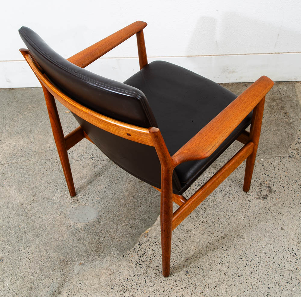 Mid Century Danish Modern Armchair Lounge Chair Teak Leather Arne Vodder Sibast - Image 9