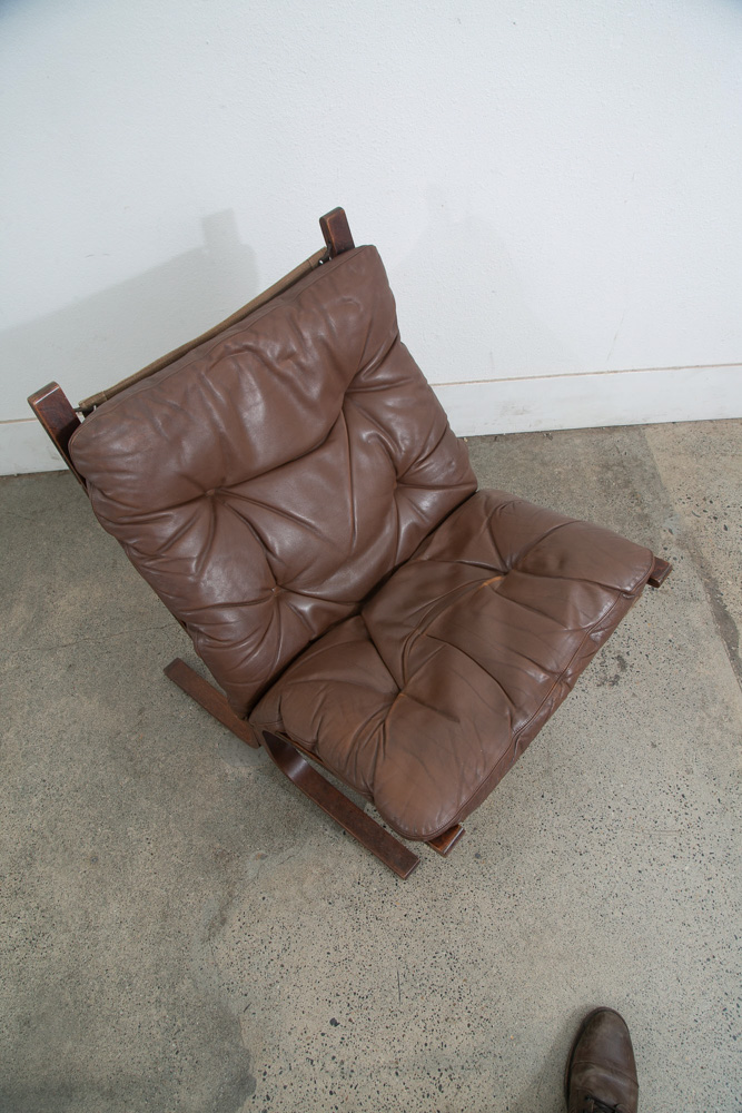 Mid Century Danish Modern Lounge Chair Brown Leather Ingmar Relling Westnofa - Image 5