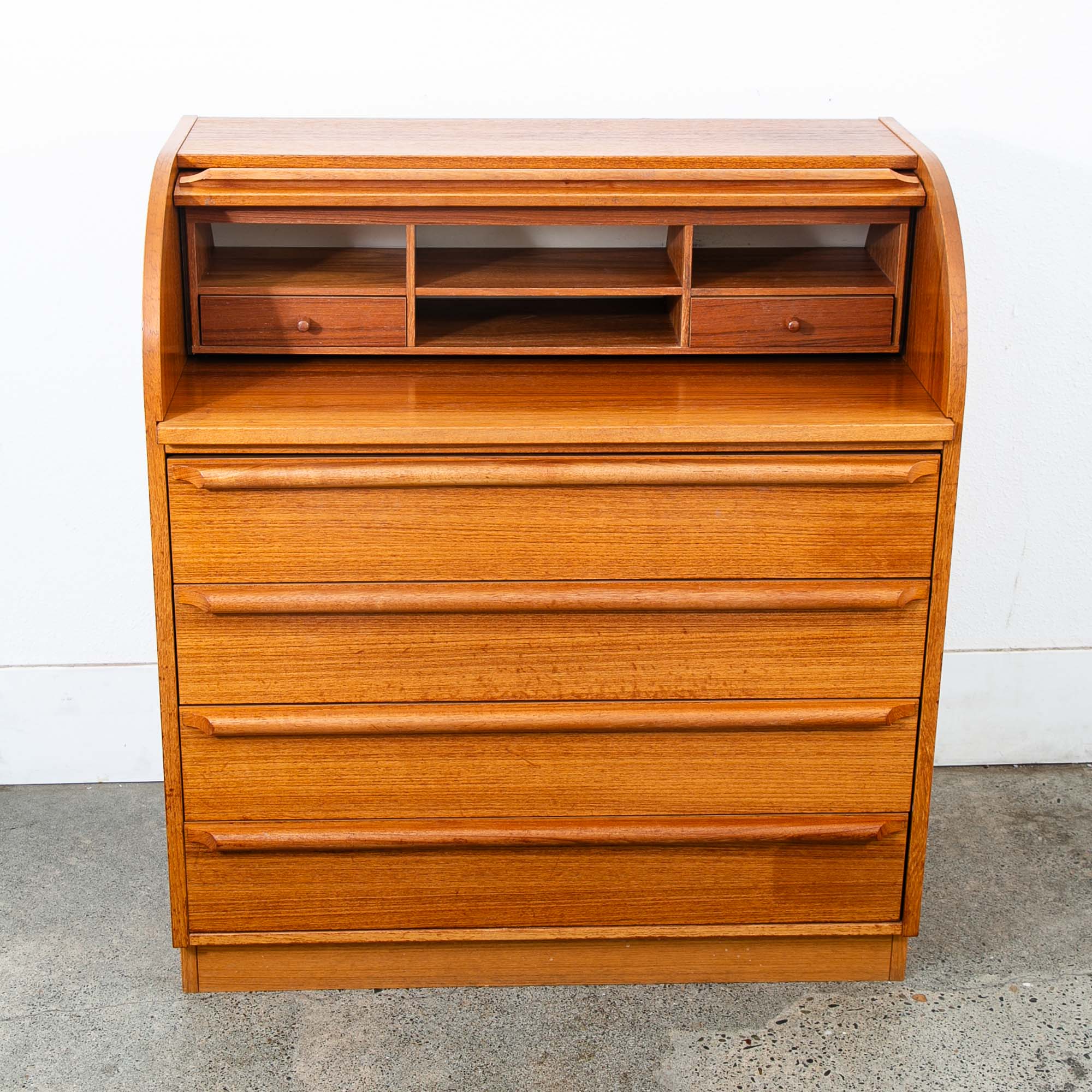 Mid Century Danish Modern Desk Rolltop Secretary Teak Wood Denmark Vintage - Image 8
