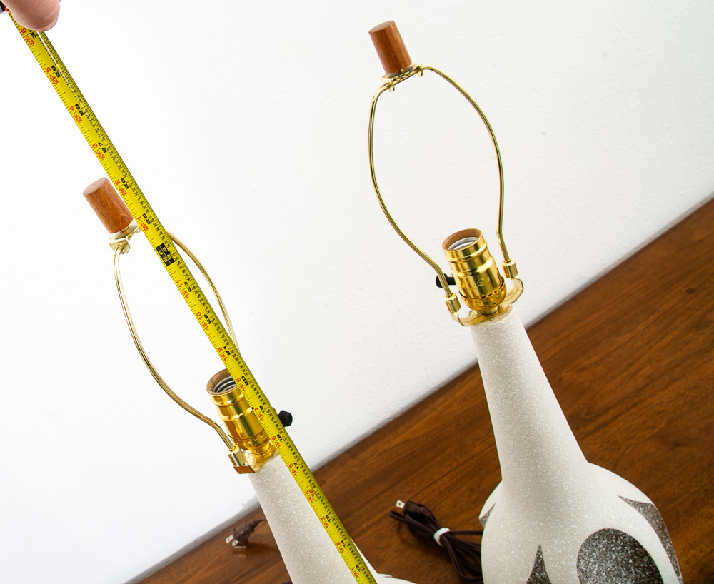 Mid Century Modern Lamp Set Table Light lighting Ceramic Grey White Working Mcm - Image 11