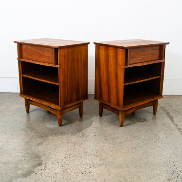 Mid Century Modern Nightstands End Side Tables Martinsville Walnut Wood Drawer