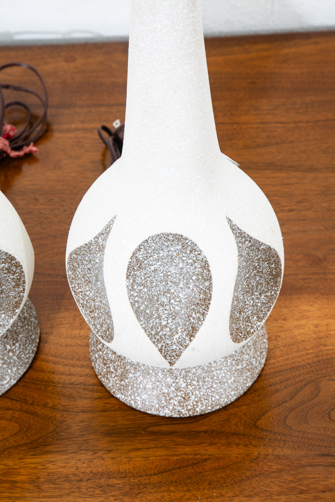 Mid Century Modern Lamp Set Table Light lighting Ceramic Grey White Working Mcm - Image 8