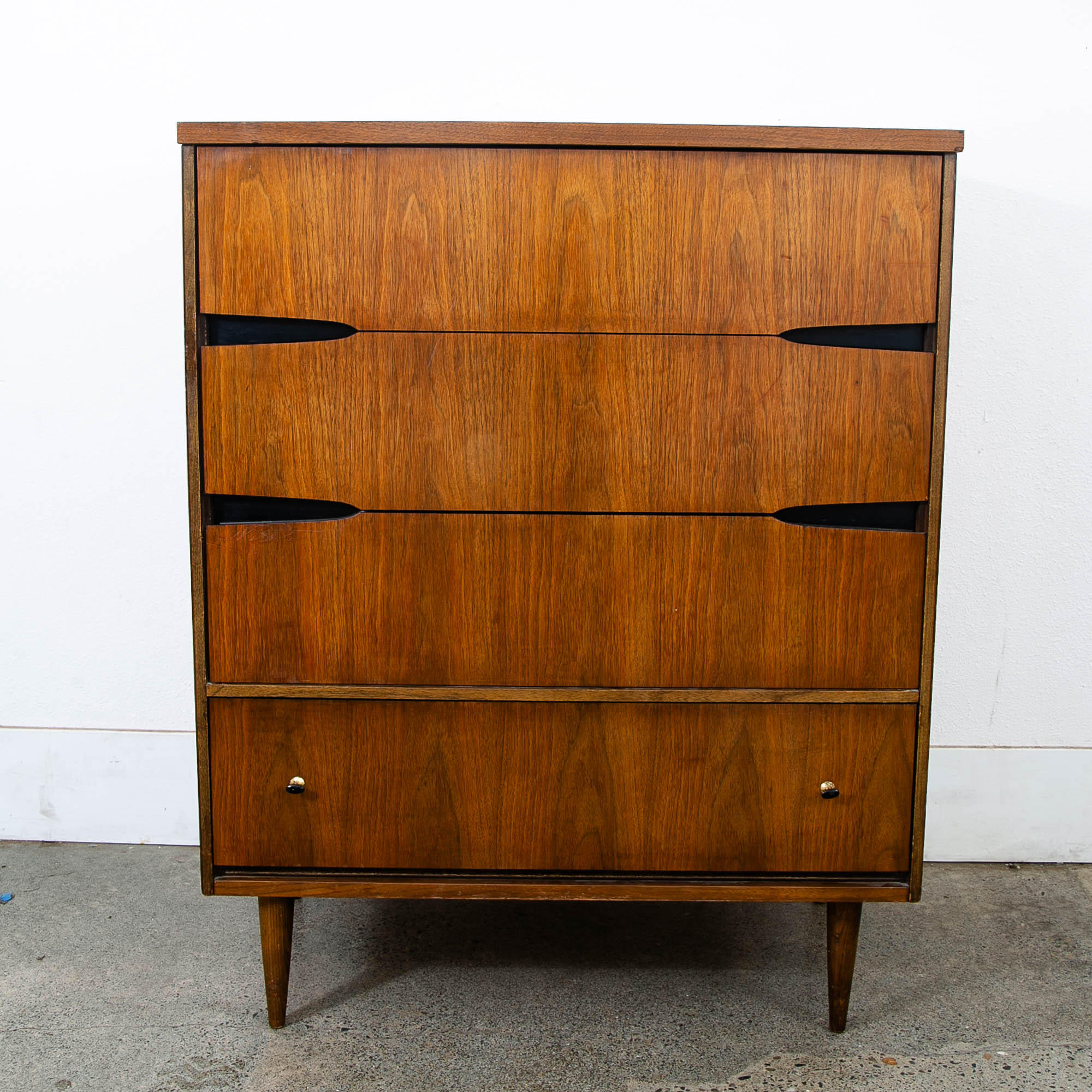 Mid Century Modern Dresser Highboy Dresser Chest Drawers 4 Drawers Walnut MCM - Image 2