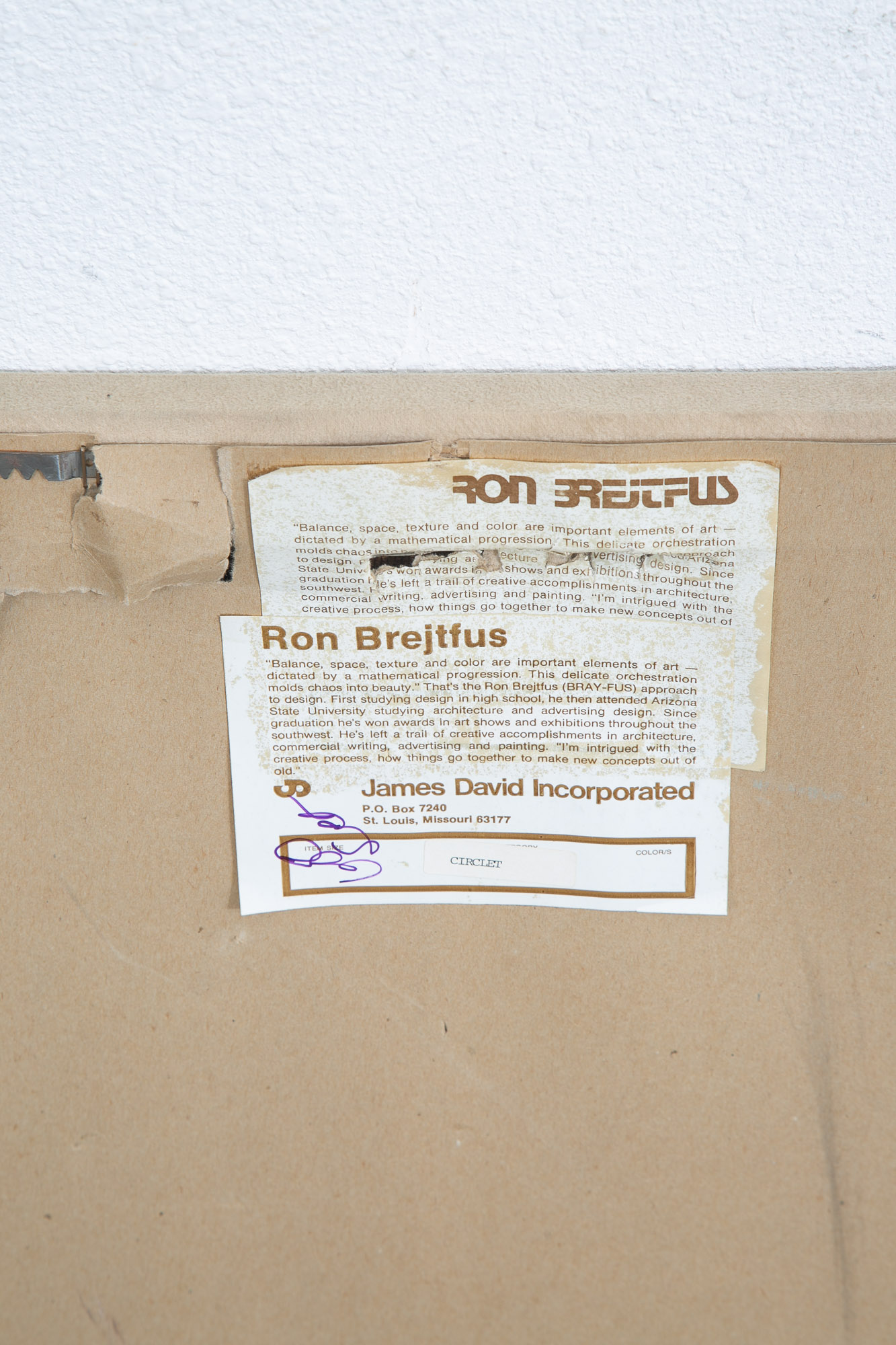 Mid Century Modern Tapestry 1970s Square Ron Brejtfus Fabric