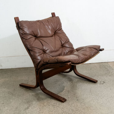 Mid Century Danish Modern Lounge Chair Brown Leather Ingmar Relling Westnofa